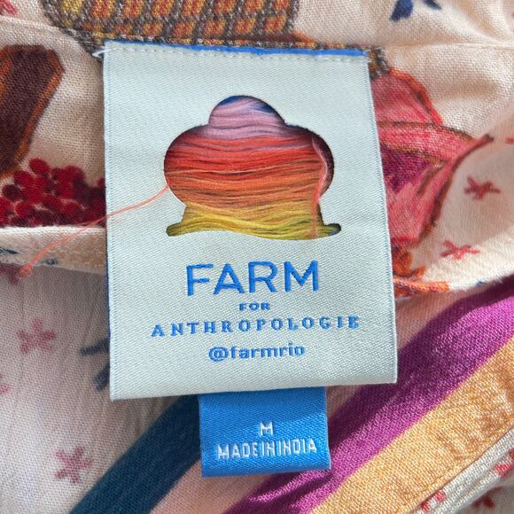 FARM RIO Anthopologie Boho Fringed Pom Pom Long Beach Coverup Womens Size Medium - Picture 7 of 7